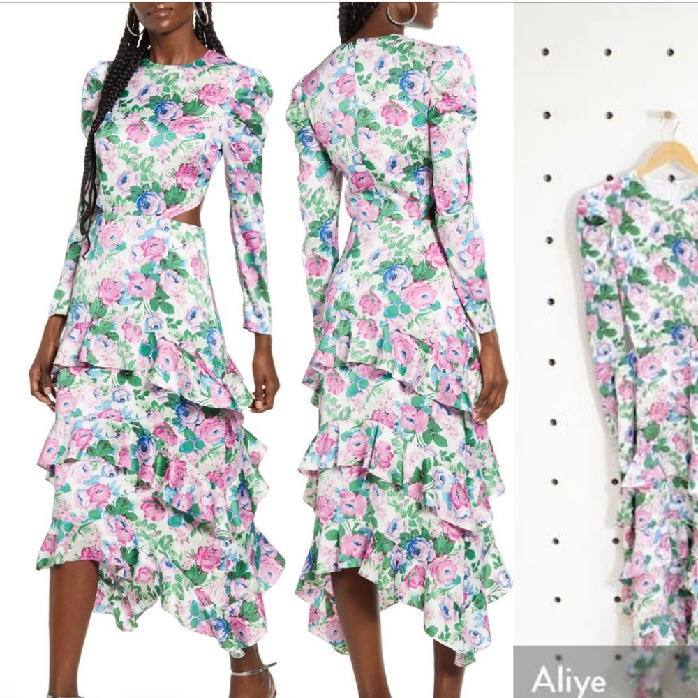 Wayf floral cut out dress